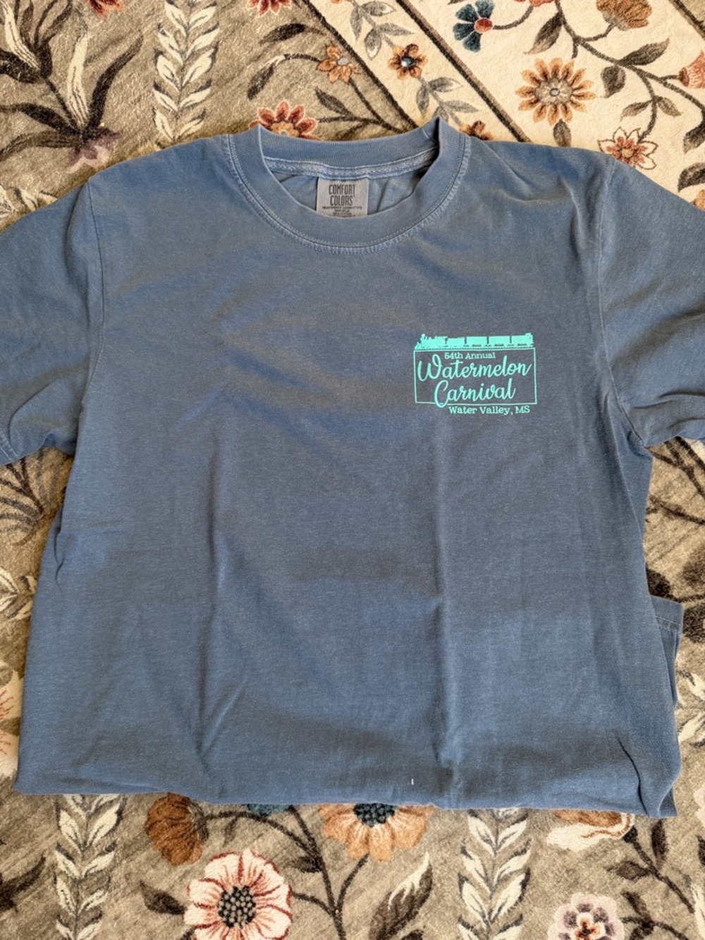 Comfort Colors Blue Short Sleeve Watermelon Carnival Tee with Aqua Logo